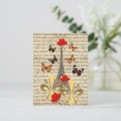 Vintages Paris und Schmetterlinge Postkarte (Stehend Vorderseite)