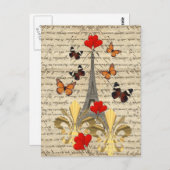 Vintages Paris und Schmetterlinge Postkarte (Vorne/Hinten)