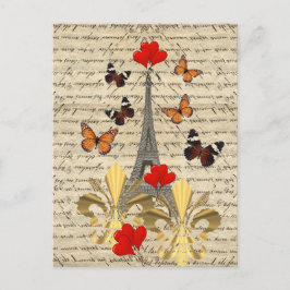 Vintages Paris und Schmetterlinge Postkarte