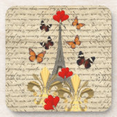 Vintages Paris und Schmetterlinge Untersetzer (Vorderseite)