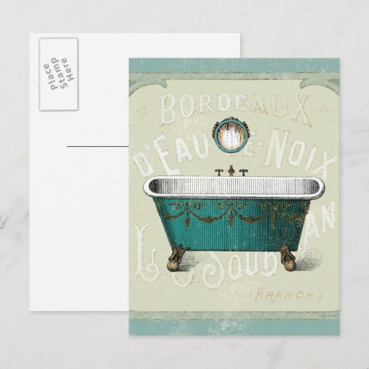 Vintages Pariser Bad Postkarte (Vorne/Hinten)