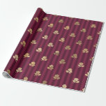 Vintages Pariser Burgund-Gold-Rose-Muster Geschenkpapier<br><div class="desc">Paris Vintag bordeauxrot und goldfarbene französische Rose Packpapier.</div>