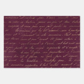 Vintages Pariser Burgund und Gold Geschenkpapier Set (Vorderseite)
