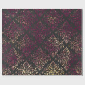 Vintages Pariser Burgund und Gold Grunge Damask Geschenkpapier (Flach)