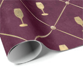 Vintages Pariser Burgund und Goldgräberweine Geschenkpapier (Rolleneckpunkt)