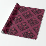 Vintages Pariser Burgund und Lila Damast Geschenkpapier<br><div class="desc">Paris Vintage burgundische Rotwein und lila Damast-Packpapier.</div>