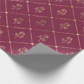 Vintages Pariser Burgund und Lila Rose Geschenkpapier (Ecke)