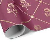 Vintages Pariser Burgund und Lila Rose Geschenkpapier (Rolleneckpunkt)