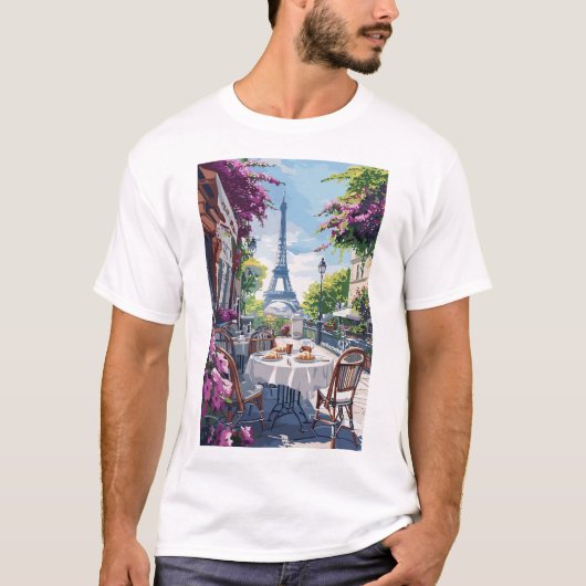 Vintages Pariser Café Scene T - Shirt (Vorderseite)