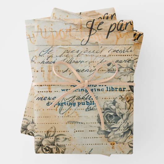 Vintages Pariser Collage-Muster Geschenkpapier Set (Beispiel)