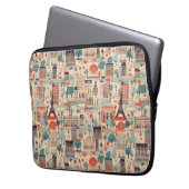 Vintages Pariser Design - beige, rot, grün Laptopschutzhülle (Vorderseite Links)