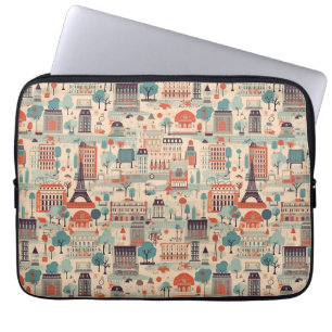 Vintages Pariser Design - beige, rot, grün Laptopschutzhülle