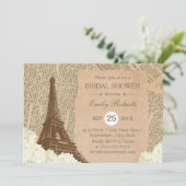 Vintages Pariser Eiffelturm Brautparty Einladung (Stehend Vorderseite)