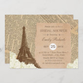 Vintages Pariser Eiffelturm Brautparty Einladung (Vorne/Hinten)