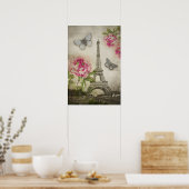 Vintages Pariser Eiffelturm-Peonies-Poster Poster (Küche)