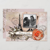 Vintages Pariser FOTO Hochzeitsfeiern Einladung (Vorne/Hinten)