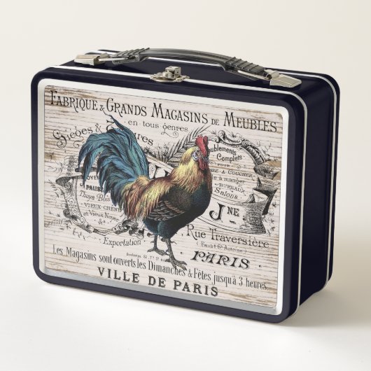 Vintages Pariser Hahnenrezept Metall Brotdose (Vorderseite)