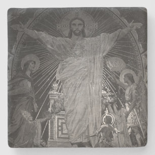 Vintages Pariser Hauptmosaik Sacred Heart jesus Steinuntersetzer