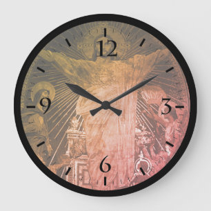 Vintages Pariser Hauptmosaik Sacred Herzjesus Gros Große Wanduhr