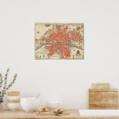 Vintages Pariser Kartenposter Poster (Küche)