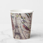Vintages Pariser Party Botanischer Eiffelturm Pappbecher (Rückseite)