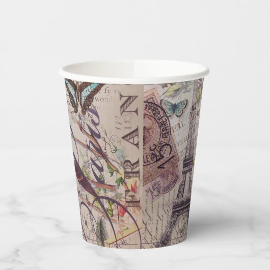 Vintages Pariser Party Botanischer Eiffelturm Pappbecher (Links)
