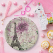 Vintages Pariser Party Botanischer Eiffelturm Pappteller (Party)