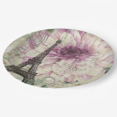 Vintages Pariser Party Botanischer Eiffelturm Pappteller (Schrägansicht)