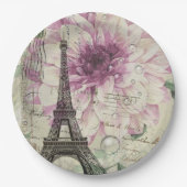Vintages Pariser Party Botanischer Eiffelturm Pappteller (Vorderseite)