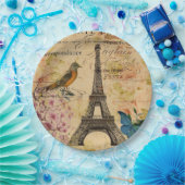 Vintages Pariser Party Botanischer Eiffelturm Pappteller (Party)