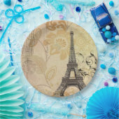 Vintages Pariser Party Botanischer Eiffelturm Pappteller (Party)