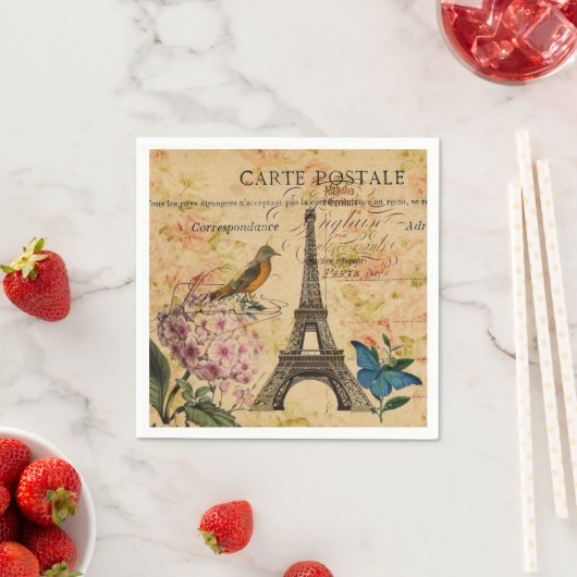 Vintages Pariser Party Botanischer Eiffelturm Serviette (Beispiel)
