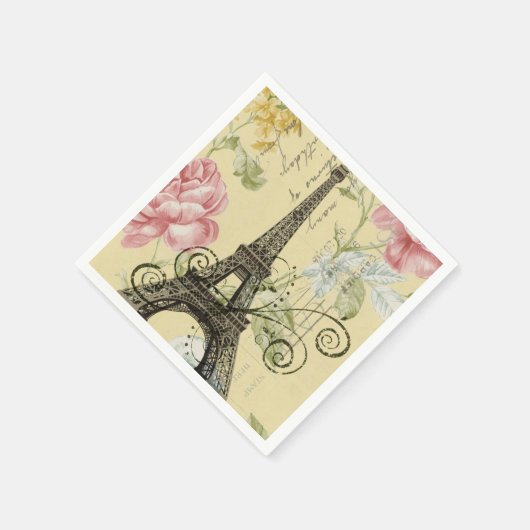 Vintages Pariser Party Botanischer Eiffelturm Serviette (Ecke)