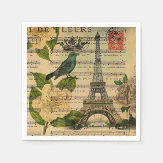 Vintages Pariser Party Botanischer Eiffelturm Serviette