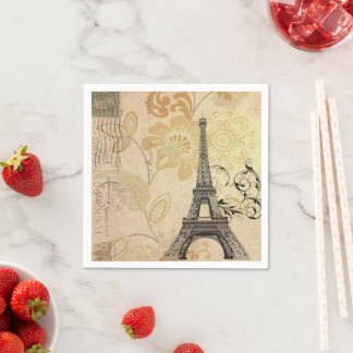 Vintages Pariser Party Botanischer Eiffelturm Serviette