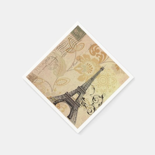 Vintages Pariser Party Botanischer Eiffelturm Serviette (Ecke)