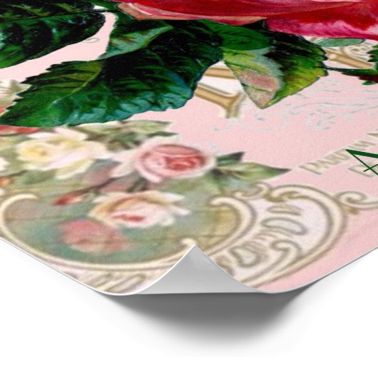 Vintages Pariser Rosenposter Poster (Ecke)