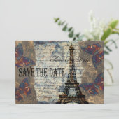 Vintages Pariser Save the Date (Stehend Vorderseite)