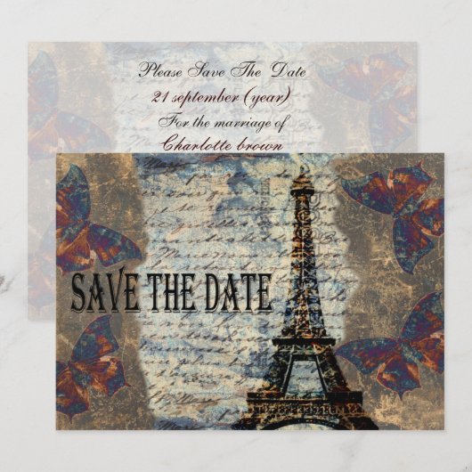 Vintages Pariser Save the Date (Vorne/Hinten)