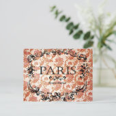 Vintages Pariser Zeichen auf Damask Postkarte (Stehend Vorderseite)