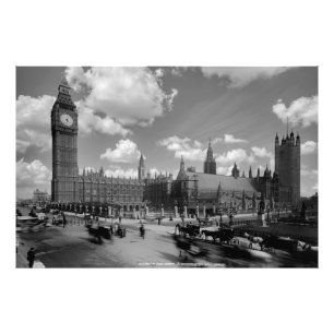 Vintages Parlament und Westminster Hall c. 1880 Fotodruck