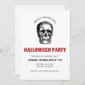 Vintages Party der Creepy Skull Adulween Halloween Einladung (Vorne/Hinten)