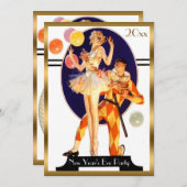 Vintages Party des Kunst-Deko-Sylvesterabends Einladung (Vorne/Hinten)