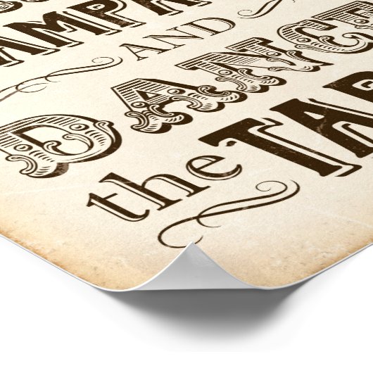 Vintages Party DRINK CHAMPAGNE Beschriftung Poster (Ecke)