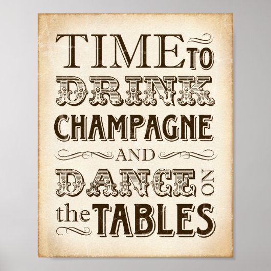 Vintages Party DRINK CHAMPAGNE Beschriftung Poster (Vorne)