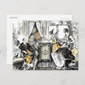 Vintages Party feiert altmodisches Halloween Einladungspostkarte (Vorne/Hinten)