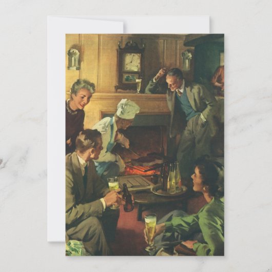 Vintages Party für Familien, Kochstähle Drink Bier Einladung (Vorderseite)