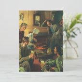 Vintages Party für Familien, Kochstähle Drink Bier Einladung (Stehend Vorderseite)