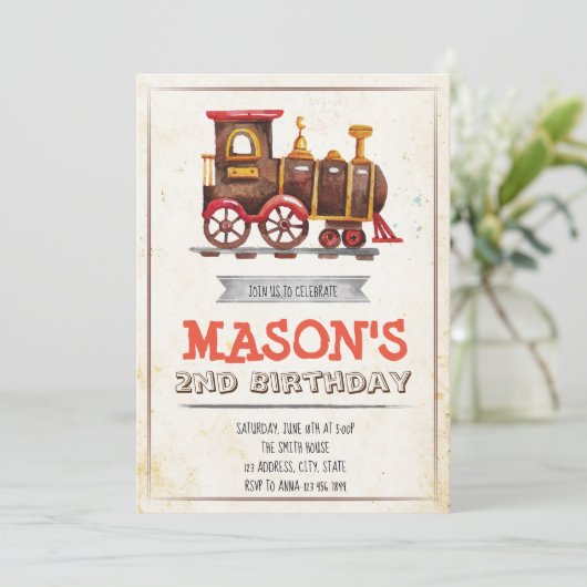 Vintages Party Geburtstagseinladung Einladung (Stehend Vorderseite)