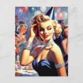 Vintages Party Girl Illustration Postkarte (Vorderseite)